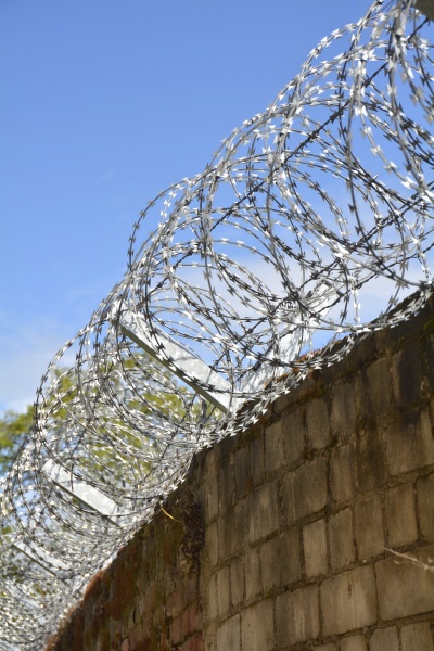 Filo spinato su un muro per proteggersi dai ladri - Stockphoto #11598663