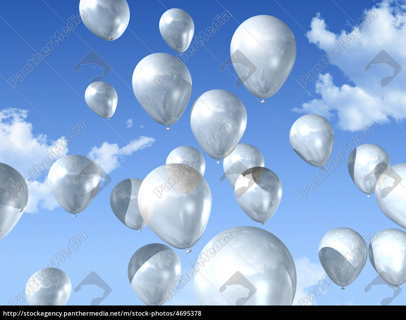 palloncini bianchi su un cielo blu - Stockphoto #4695378