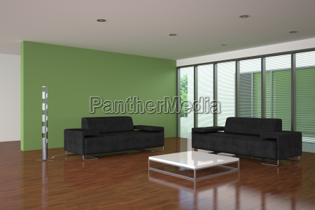 Fantastico soggiorno moderno arredamento. Verde enorme sala luminosa con mobili  moderni Foto stock - Alamy