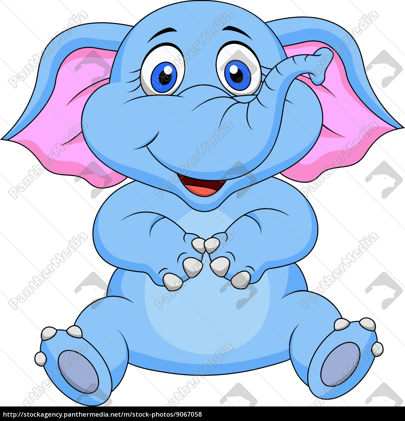 Simpatico elefante cartone animato seduto - Stockphoto #9067058