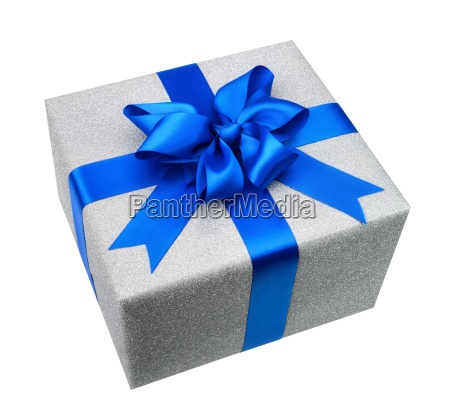 Pacco Regalo - Blu/Argento Stock Illustration