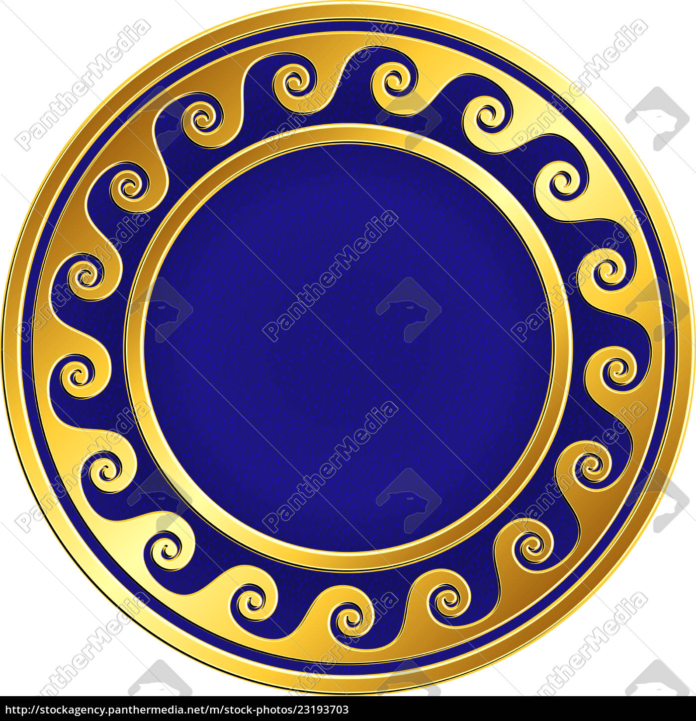 Cornice rotonda dorata con motivo Meander greco - Foto stock #23193703