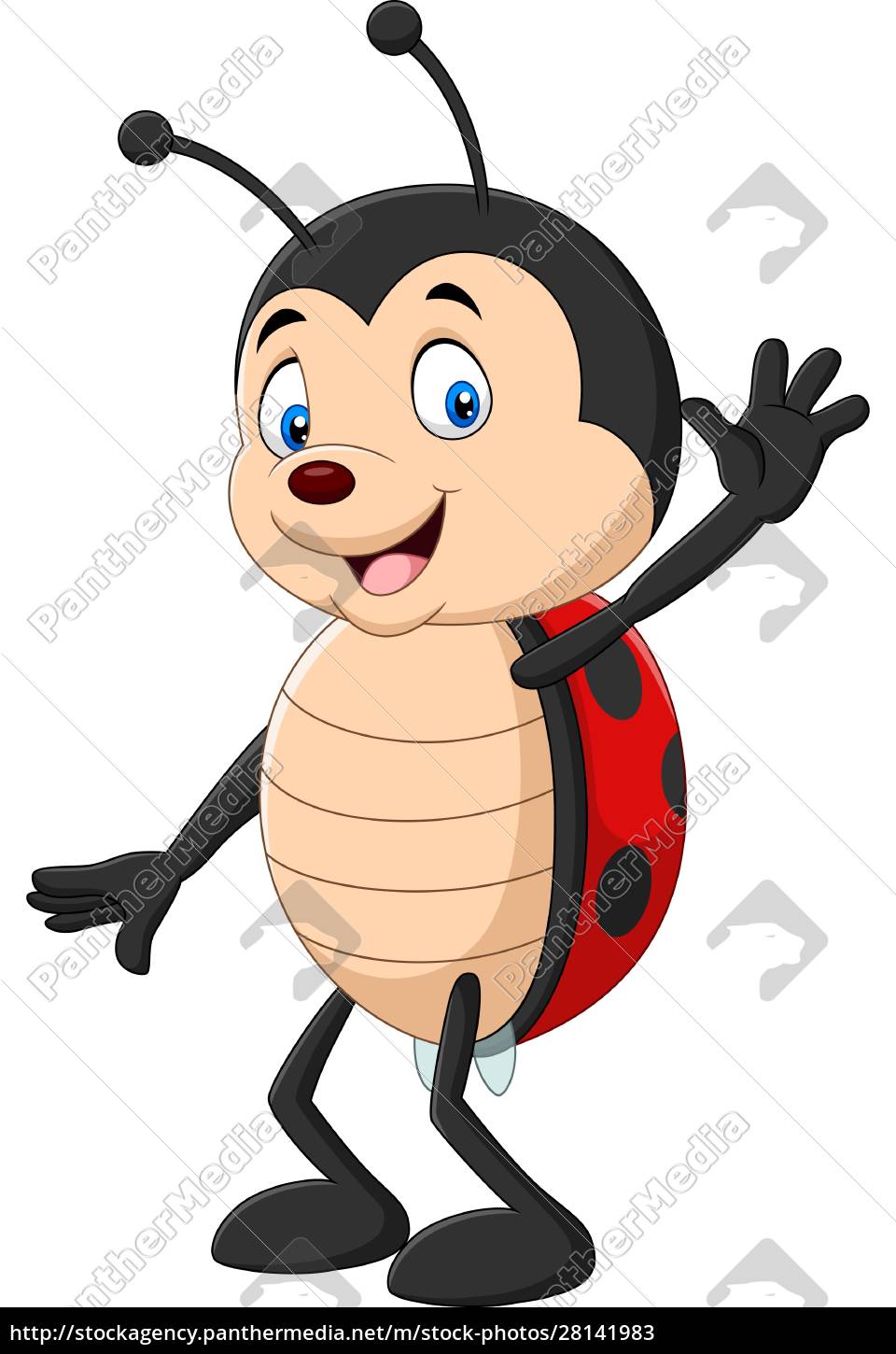 Carino cartone animato coccinella agitando la mano - Stockphoto #28141983